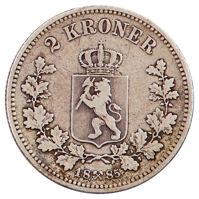 Hovedbilde 2 kroner 1885. sjelden!