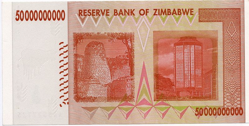 Zimbabwe, 50 000 000 000 dollars 2008, usirkulert