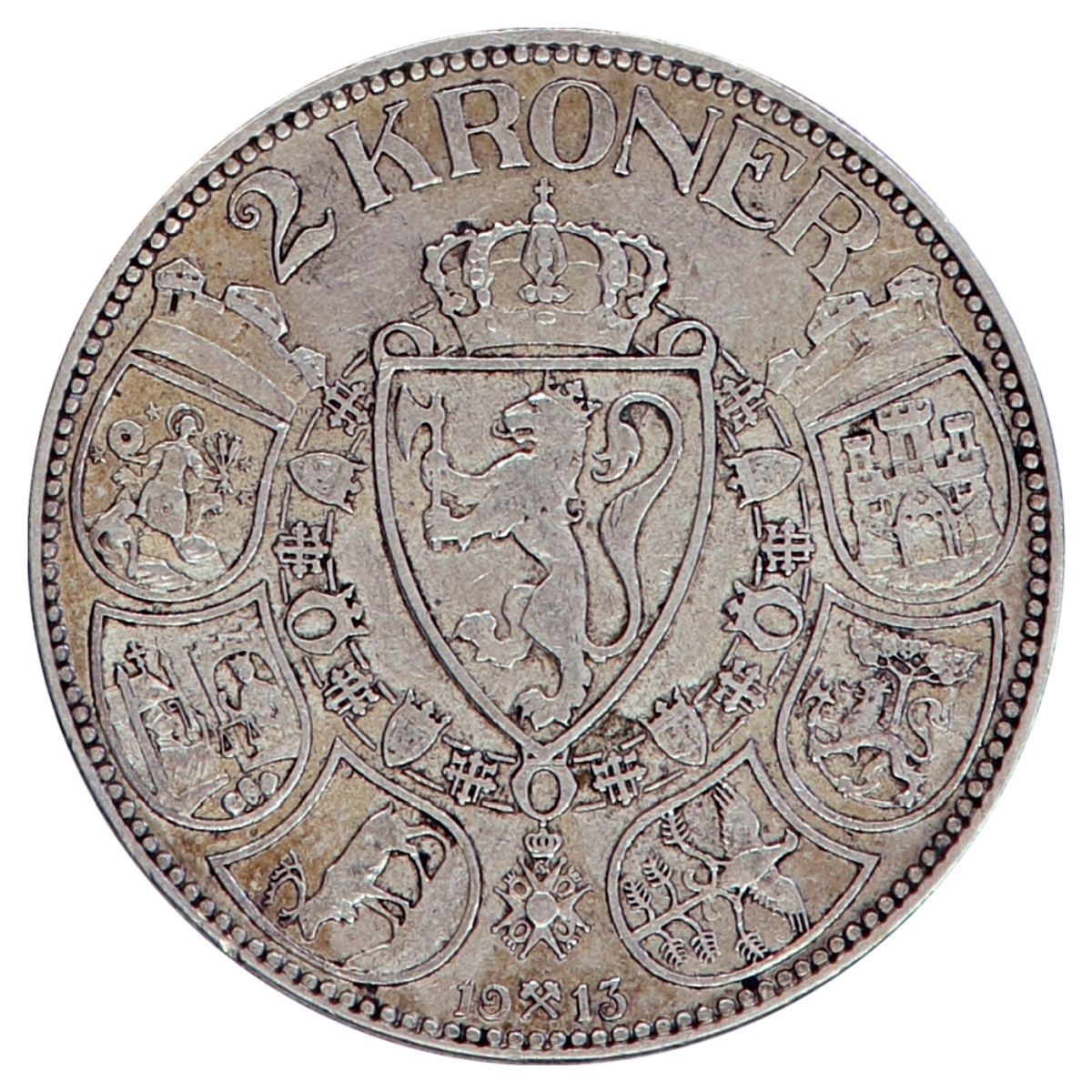 2 kroner 1913, kv. 1+
