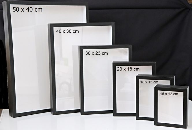 Hovedbilde Svart insektkasse (insektramme) med glasslokk, 70 x 50 x 5,4 cm