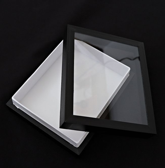 Hovedbilde Svart insektkasse (insektramme) med glasslokk, 50 x 40 x 5,4 cm