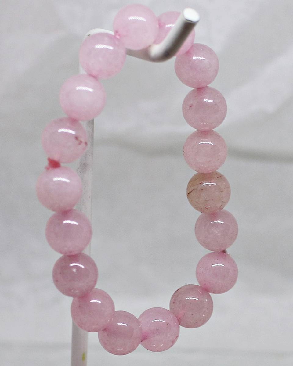 Armbånd av rosenkvarts, 18 cm, 10 mm kuler