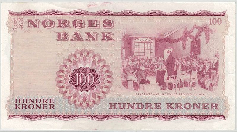 100 kroner 1972 X, 5 erstatningssedler i rekkefølge