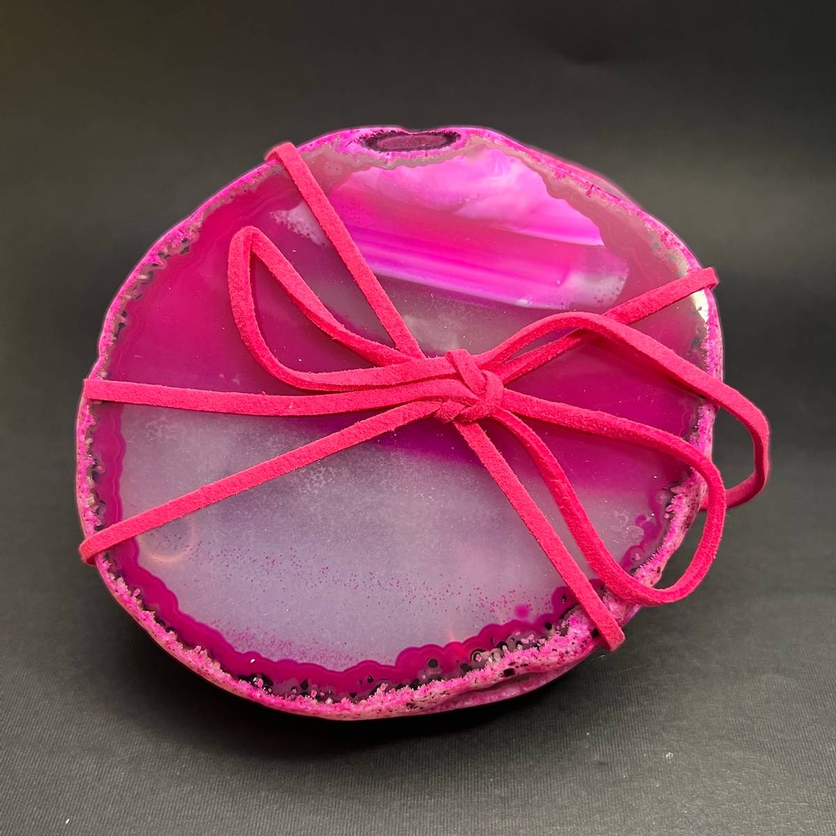Bordbrikker (coaster), agat, innfarget rosa, 4x