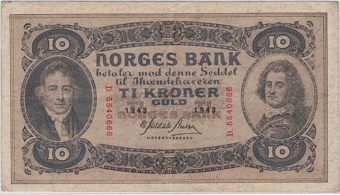 Hovedbilde 10 kroner 1943 D, kv. 1