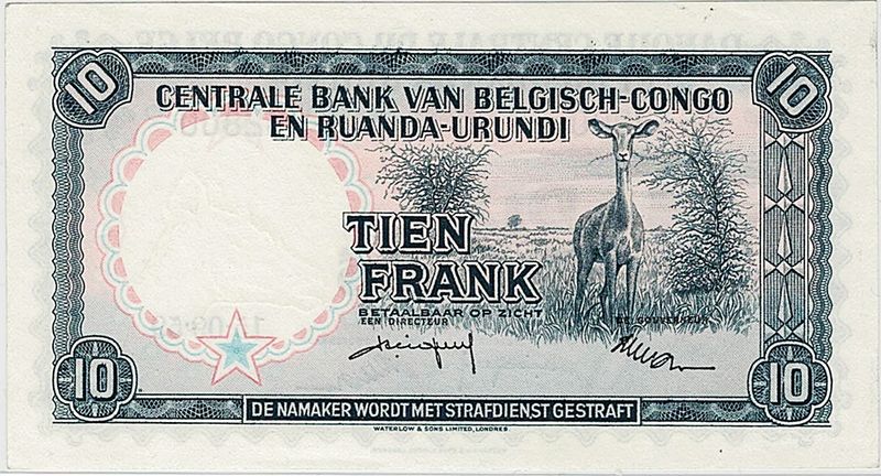 Belgisk Kongo, 10 francs 1959