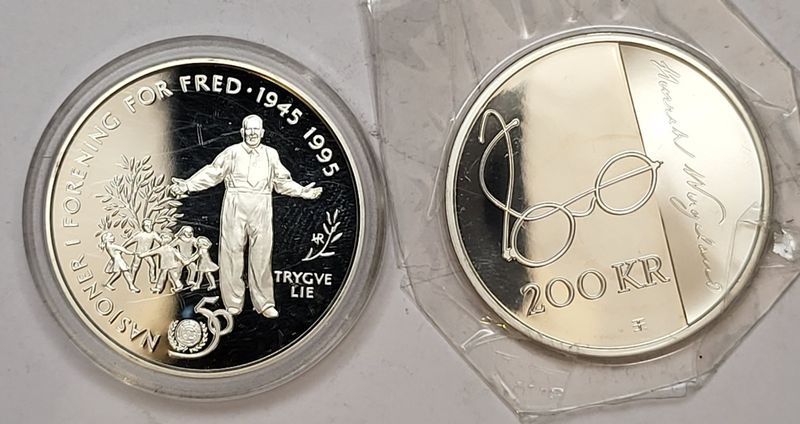 FN & Wergeland, 2 x 15,55 gram sølvmynter