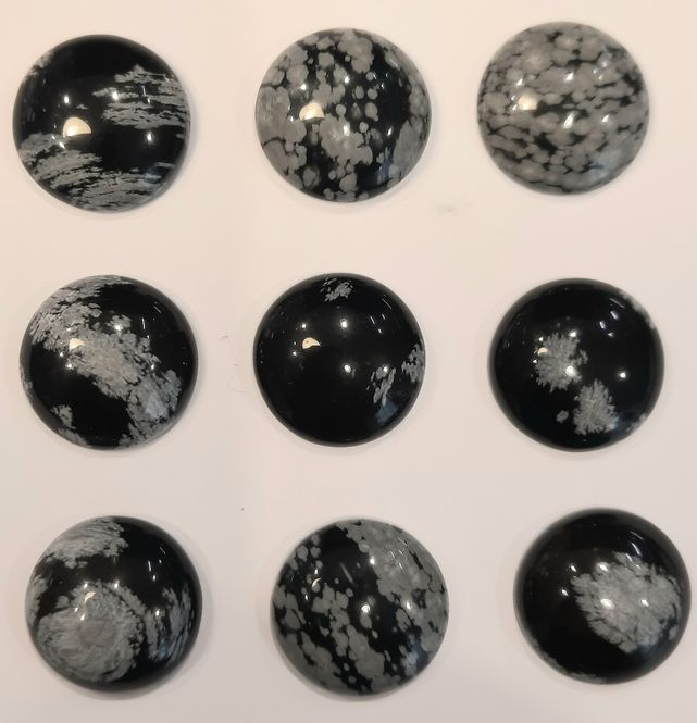 Hovedbilde Cabochon, snøfnuggobsidian, 16 mm