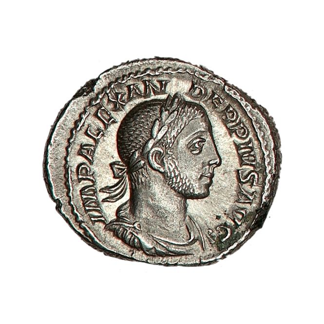 Hovedbilde Severus Alexander, denar, år 222-235, uvanlig tung