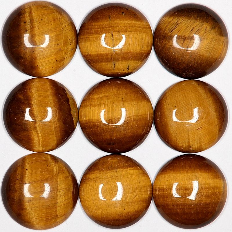 Cabochon, tigerøye, gul, 19 mm