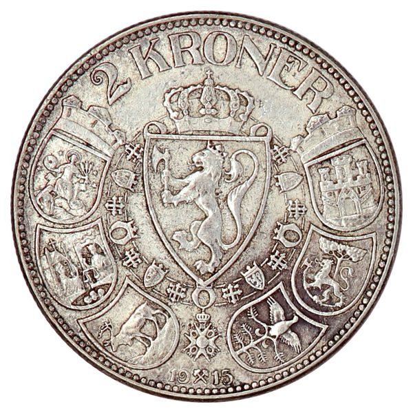 Hovedbilde 2 kroner 1915, kv. 1+