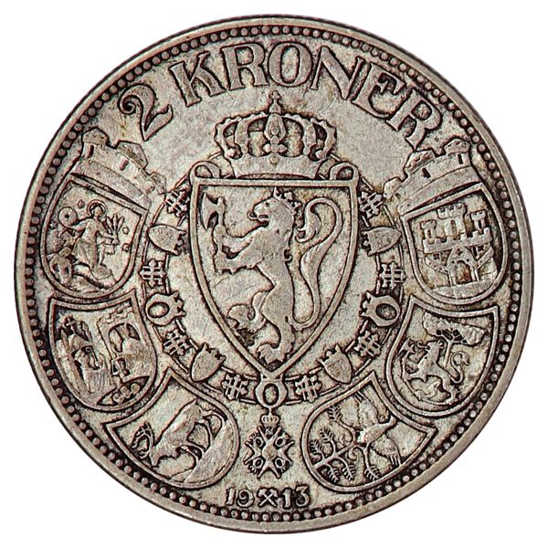 Hovedbilde 2 kroner 1913, kv. 1/1+