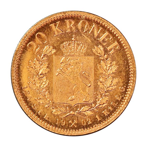 Hovedbilde Norge, 20 kroner 1902, 8,06 g rent gull