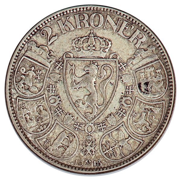 Hovedbilde 2 kroner 1913, kv. 1/1+