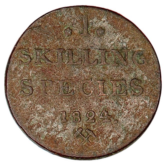 Hovedbilde 1 skilling 1824, kv. 1/1-