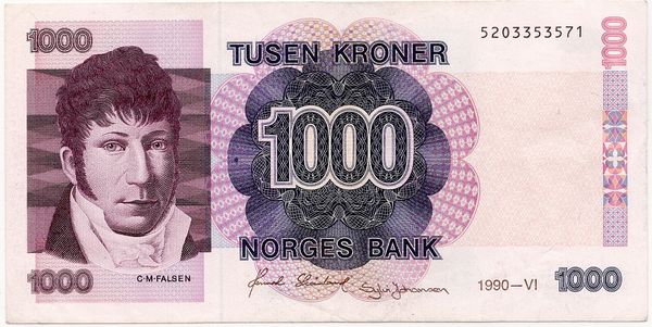 Hovedbilde 1000 kroner 1990, kv.god 1