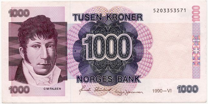 Hovedbilde 1000 kroner 1990, kv.god 1