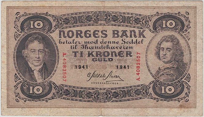 Hovedbilde 10 kroner 1941 A, kv. 1/1-