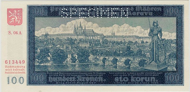 Böhmen u. Mähren: 100 korun 1940