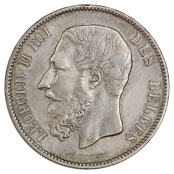 Hovedbilde Belgia, 5 francs 1870, Leopold II