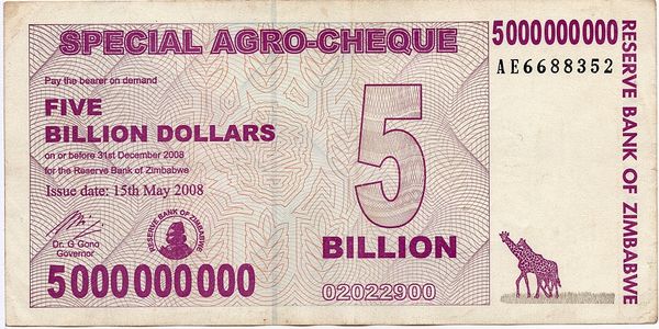 Hovedbilde Zimbabwe, 5 000 000 000 dollars 2008