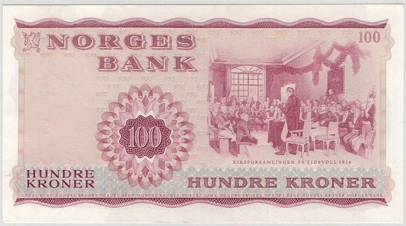 100 kroner 1972 X, 5 erstatningssedler i rekkefølge