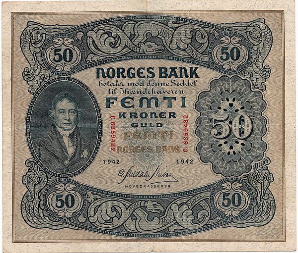 Hovedbilde 50 kroner 1942 C, kv. 1/1-