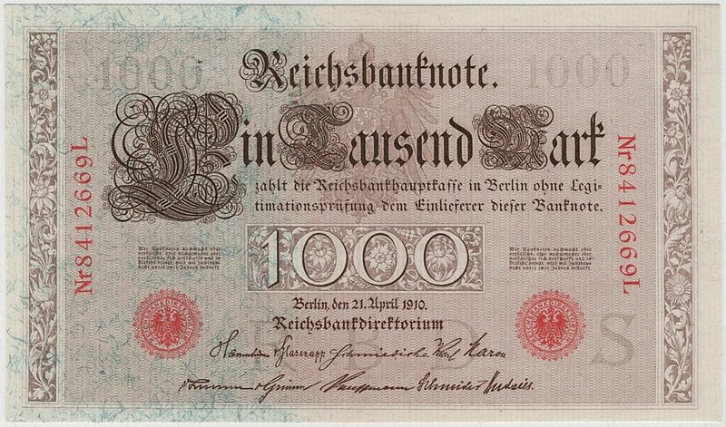 Tyskland, 1000 mark 1910, usirkulert