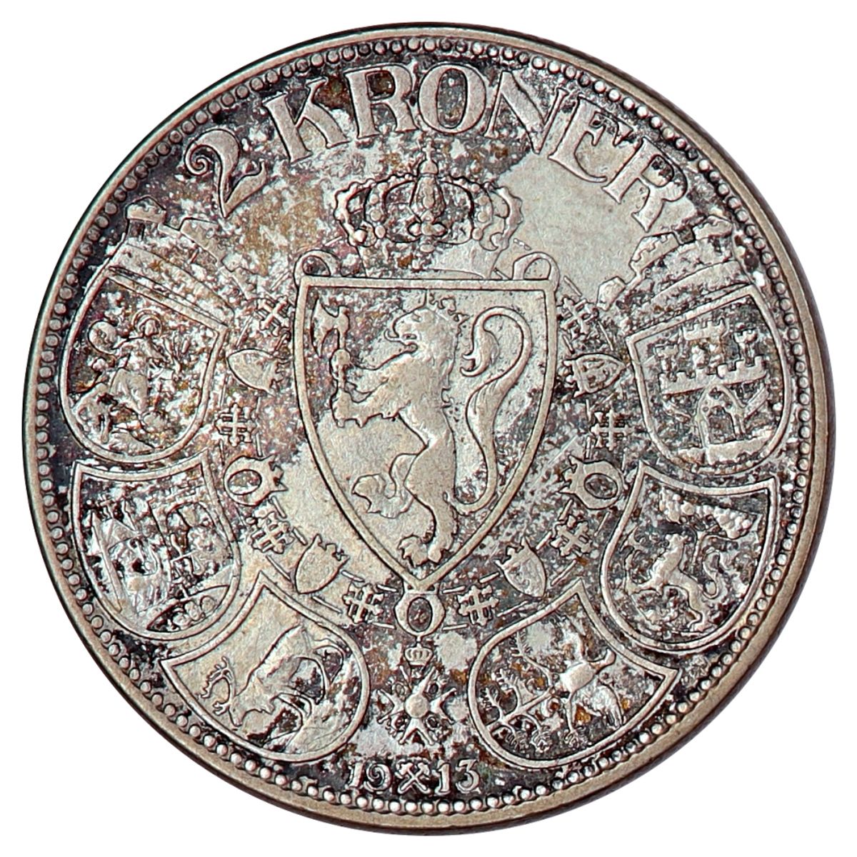 2 kroner 1913, kv. 1+