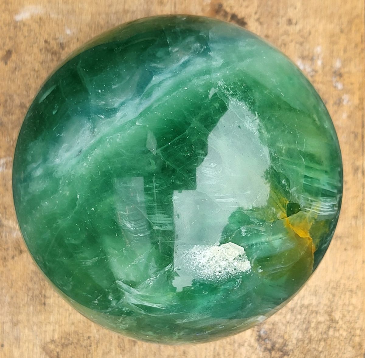 Grønn fluoritt, stor kule, 10 cm