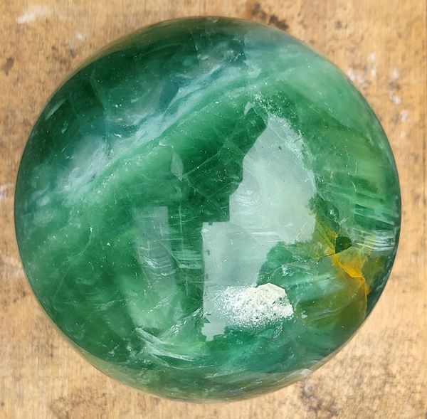 Hovedbilde Grønn fluoritt, stor kule, 10 cm