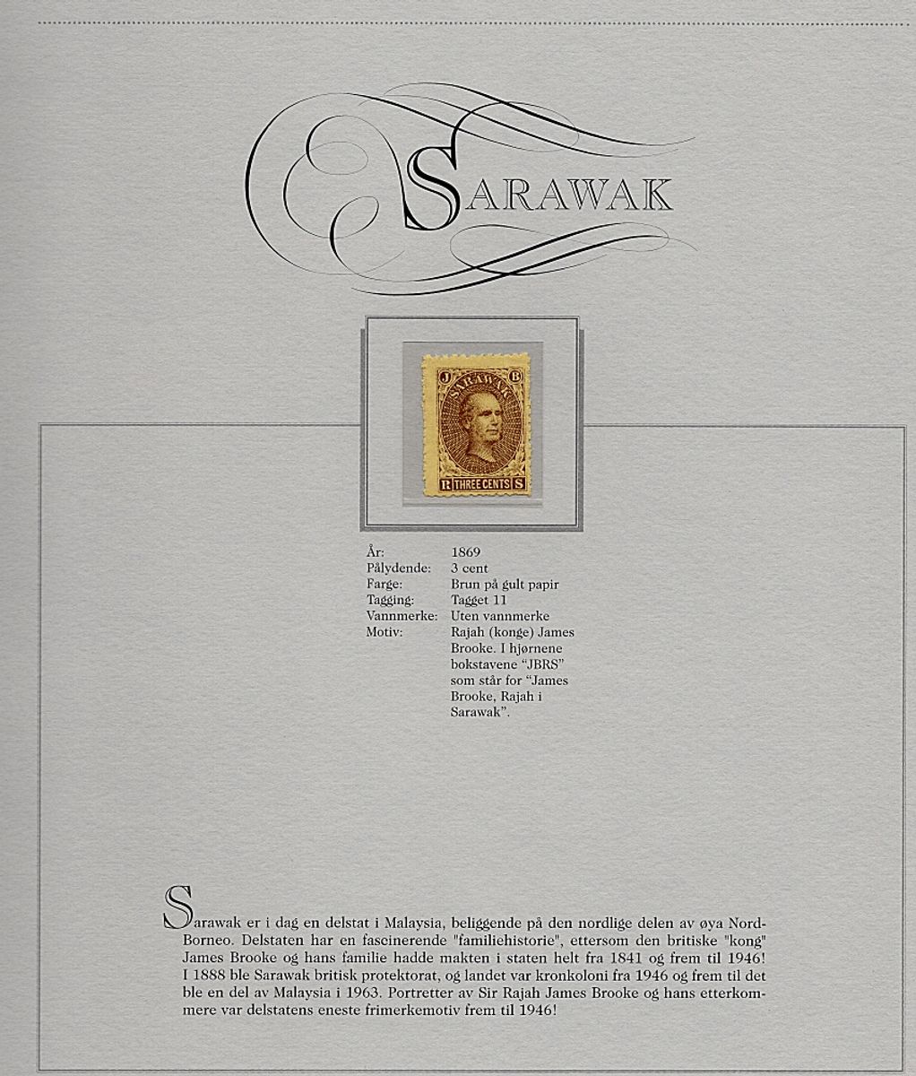Sarawak, 3 cents 1869, ubrukt (med lim)