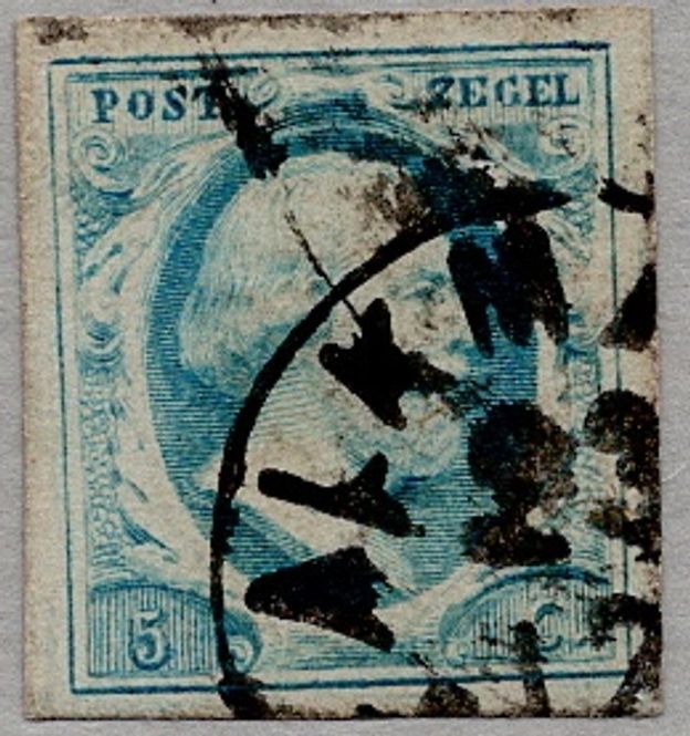 Hovedbilde Nederland, 5 cent 1852, stemplet