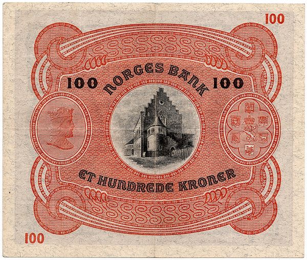 Hovedbilde 100 kroner 1943, kv. 1/1+