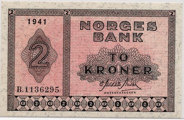 Hovedbilde 2 kroner 1941 B, kv. god 0/01