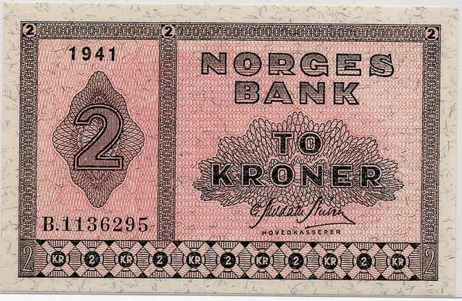 Hovedbilde 2 kroner 1941 B, kv. god 0/01