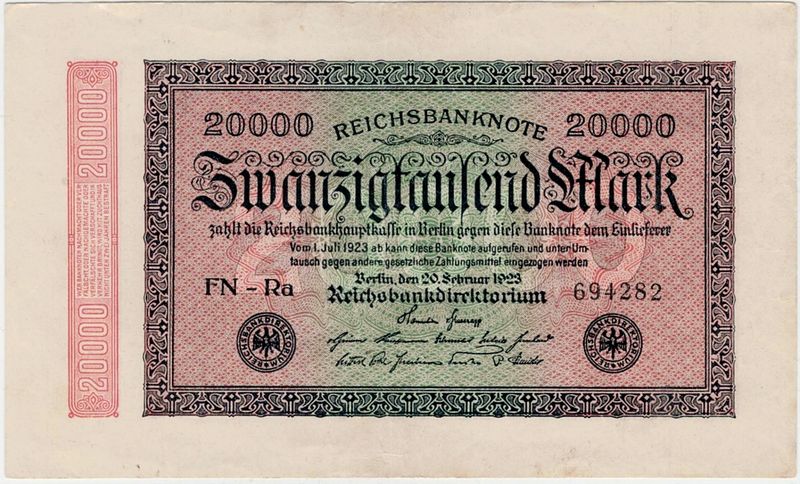 Tyskland, 20 000 mark 1923, superinflasjon