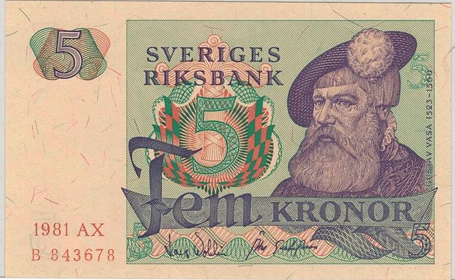 Hovedbilde Sverige, 5 kronor 1977-1981