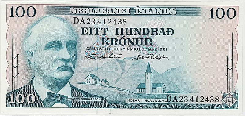 Island, 100 kr 1961, P44, sign. 42