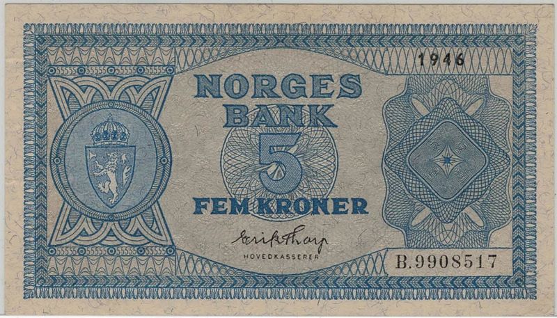 5 kroner 1946 B, Kv. 01