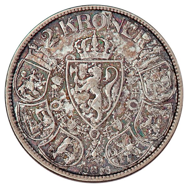 Hovedbilde 2 kroner 1908, kv. 1+