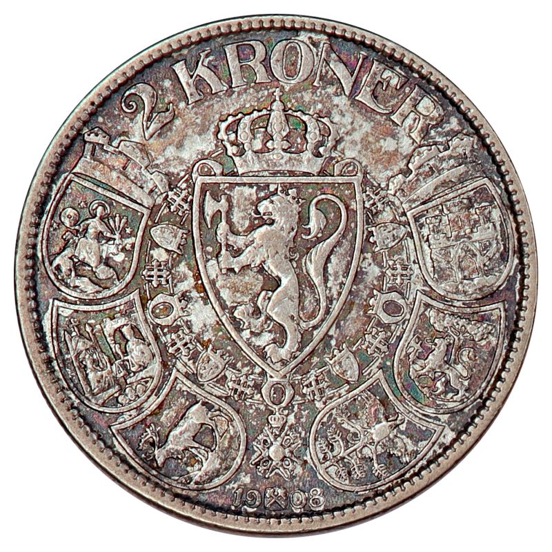 2 kroner 1908, kv. 1+