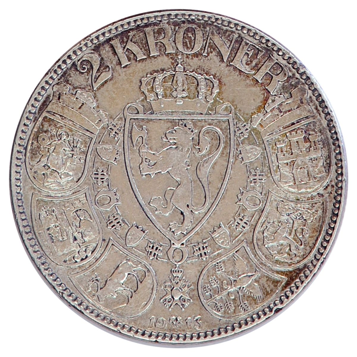 2 kroner 1913, kv. 1/1+